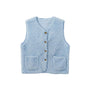 Teddy Weste mit Knöpfen hellblau, One Size