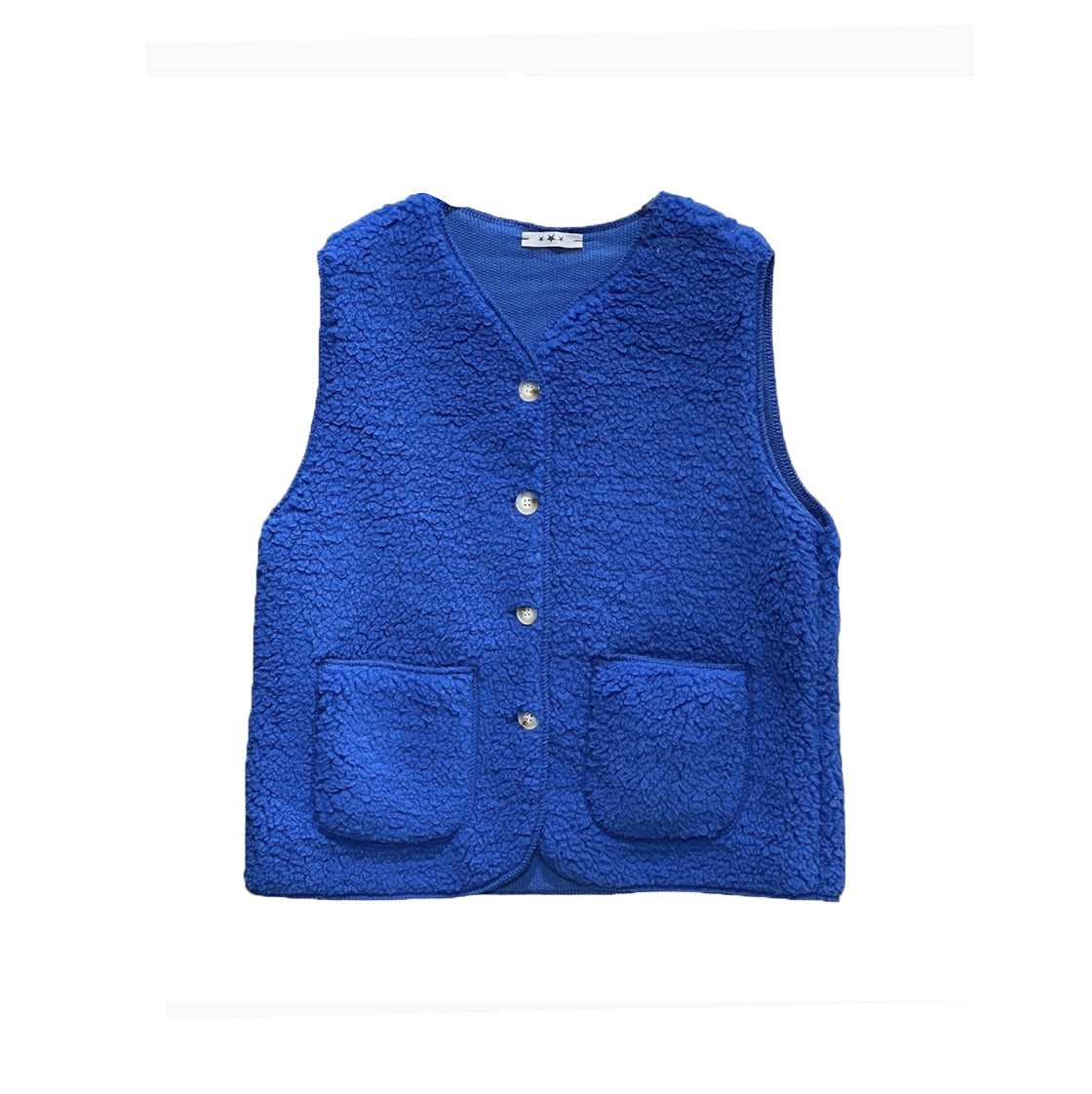 Teddy Weste mit Knöpfen königsblau, One Size